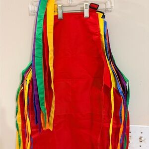 Colorful Ribbon-Trimmed Red Apron